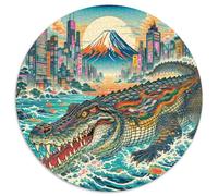Crocodile 1000 Pieces Jigsaws Stress Reliever Difficult Challenge for Adults & Kids Challenging Beast of Prey Round Puzzles Family Game Gifts 1000pcs (67.5x67.5cm)