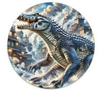 Crocodile 1000 Pieces Jigsaws Stress Reliever Difficult Challenge for Adults & Kids Creative Beast of Prey Circular Puzzle Family Game Gifts 1000pcs (67.5x67.5cm)