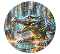 Crocodile 1000 Pieces Jigsaws Stress Reliever Difficult Challenge for Adults & Kids Unique Challenge Game Beast of Prey Round Puzzles Home Decor Gifts 1000pcs (67.5x67.5cm)
