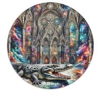 Crocodile 1000 Pieces Jigsaws Stress Reliever Difficult Challenge for Adults & Kids Unique Challenge Games Beast of Prey Creative Round Jigsaw Puzzles Home Decor Gifts 1000pcs (67.5x67.5cm)
