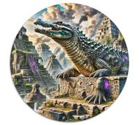 Crocodile 1000 Pieces Jigsaws Stress Reliever Difficult Challenge for Adults & Kids Unique Challenge Games Beast of Prey Creative Round Jigsaw Puzzles Family Game Gifts 1000pcs (67.5x67.5cm)