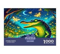 Crocodile 1000 Pieces Puzzle Game - Crocodile Cosmic Psychedelic Vibrant Surreal The Whole Family Fun And Challenging Activity for Home Decompression52x38cm/1000pcs