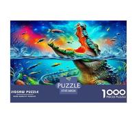 Crocodile 1000 Pieces Puzzle Game - Crocodiles Underwater Neon Dynamic Bold The Whole Family Fun And Challenging Activity for Home Decompression38x26cm/1000pcs