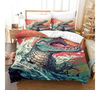 Crocodile 3D Duvet Cover Set,Colorful Art Bedding Set Soft Microfiber Quilt Cover 3 Piece, Comforter Cover with Zipper Closure for Kids Teens Adults Bedding King(220x240cm)