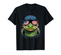 Crocodile & Alligator - Cap with American Flag and Glasses Value Graphic T-Shirt