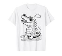Crocodile Alligator Coloring and Paint it Yourself Value Graphic T-Shirt, Men, White, XL