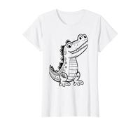 Crocodile Alligator Coloring and Paint it Yourself Value Graphic T-Shirt, Women, White, S