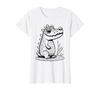 Crocodile Alligator Coloring and Paint it Yourself Value Graphic T-Shirt, Women, White, S
