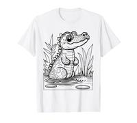 Crocodile Alligator Coloring Page and Paint it Yourself Value Graphic T-Shirt, Men, White, S