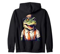 Crocodile Alligator in Cool Businessman Crook Costume Zip Hoodie