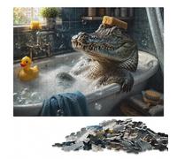 Crocodile Alligator Toilet Adult Wooden Puzzle | Section-by-section building - steady puzzle progress on weekends.