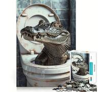 Crocodile Alligator Toilet Puzzles for Adults 1000 Pieces Decompress Game Clear Hue Playful Challenge Evening Game (38x26cm)