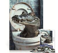 Crocodile Alligator Toilet Puzzles for Adults 1000 Pieces Decompress Game Clear Hue Playful Challenge Evening Game (38x26cm)