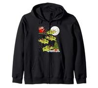 Crocodile Alligators Santa Sleigh Flying Funny Christmas Zip Hoodie
