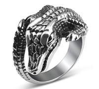 Crocodile Animal Ring for Men Vintage Crocodile Ring Punk Stylish Alligator Animal Jewellery for Men, Stainless Steel, No Gemstone
