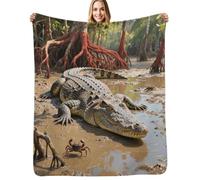 Crocodile Basking in The Sun Throw Blanket - Soft and Lightweight,Sherpa Blanket for Men & Women,Travel Blanket for Bed,Sofa,Couch,Camping40 x50