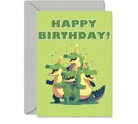Crocodile Birthday Cards for Her or Him, Party Animals Pyramid
