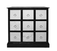 Crocodile Black Leather Effect 9 Drawer Cabinet, Corner Cabinet Storage, Living Room, Delivered Fully Assembled Premier Housewares Black One Size