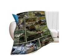 Crocodile Blanket Alligator Throw Blanket Cozy Plush Fleece Flannel Animal Blankets Lightweight Fuzzy Party Gifts for Girls Boys Women Men 50"X40"