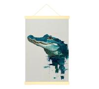 Crocodile Canvas Hanging Poster Wall Art, Contemporary Abstract Water Reflection None Teal Wall Hanging Posters Bathroom Kitchen Bedroom Decor 20x28 Inches