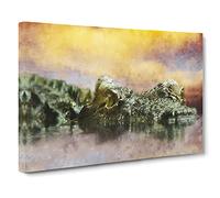 Crocodile Canvas Print | Gallery Wrapped 30mm Frame Wall Art | 30x20 inches | Ready to Hang | Modern Picture | Living Room Bedroom Lounge Office