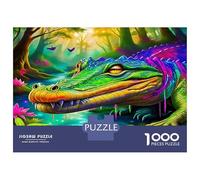 Crocodile Cardboard Psychedelic Alligator Jungle Premium Jigsaw Puzzle Fun 38x26cm/1000pcs