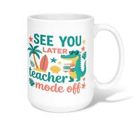 Crocodile Ceramic Coffee Mug, Summer Playful Palm Tree Surfboard Summer Green Novelty Tea Cup with Handle Ideal for Friendship Family Colleague Teachers Sweetheart Staff 15 Oz