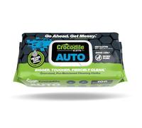 Crocodile Cloth Auto Cleaning Wipes - Clean Up Grease, Oil, and Adhesives on Hands, Tools, Parts, and More - 100 Large Disposable Wet Wipes for your Car. Safe on Face, Hands & Skin.