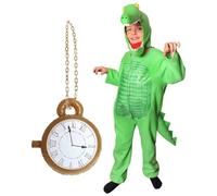 Crocodile Costume for Kids - Small - Tick Tock Crocodile Fancy Dress Costume + Separate Hood + Inflatable Clock for World Book Day/Book Week and Tv & Movies Character