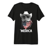 Crocodile Cowboy Hat Sunglasses American Flag Bandana Gator Premium T-Shirt
