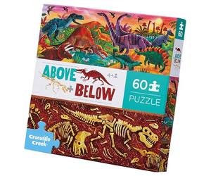 Crocodile Cr bove + Below - Dinosaur World - 48-Piece Jigsaw Floor Puzzle with Heavy-Duty Shaped Box for Storage, Large 27" x 20" Completed Size, Designed for Kids Ages 3 Years and up