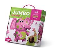Crocodile Creek Giant Elephant Floor Puzzle - 48 Jumbo Pieces, Over 3 Feet Long - Educational Jigsaw for Kids Ages 4+ - Durable Box with Handle