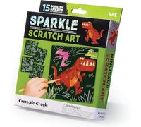 Crocodile Cr inosaur Themed Scratch Art for Kids of Ages 5 Years and Up - Fun & Educational Kit - Includes 15 Sheets, Wodden Stylus, Cards & Pages