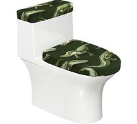 Crocodile crawling movements Printed Toilet Seat Cover Set (2 Pieces) - With Tank Lid - Fits U-shaped or Extended Toilets - Perfect for Housewarming, Birthdays, and Gifts