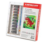 Crocodile Creek Dinosaur Canvas Painting Set for Kids Ages 6 Years and Up - Acrylic Painting Kit Includes 10 Non-Toxic Acrylic Paints, 2 Paint Brushes, 1 Palette and 1 Canvas