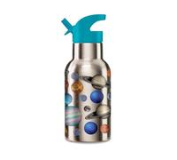 Crocodile Creek Kid's Stainless Steel Water Bottle with Built-in Straw, 400ml - Keeps Drinks Hot or Cold for Up to 6 Hours - Reusable & Leakproof Kids Water Bottle - Solar System