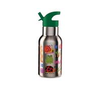 Crocodile Creek Kid's Stainless Steel Water Bottle with Built-in Straw, 400ml - Keeps Drinks Hot or Cold for Up to 6 Hours - Reusable & Leakproof Kids Water Bottle - Garden Friends