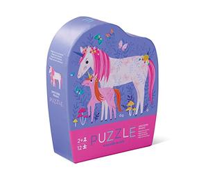 Crocodile Creek Mini Floor Puzzle - Unicorn Magic - 12 Large Jigsaw Pieces - for Kids Ages 2 Years and up - Heavy-Duty Box for Storage - Finished Puzzle is 9” x 12”