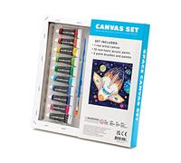Crocodile Creek Space Canvas Painting Set for Kids Ages 6 Years and Up - Acrylic Painting Kit includes 10 Non-Toxic Acrylic Paints, 2 Paint Brushes, 1 Palette and 1 Canvas