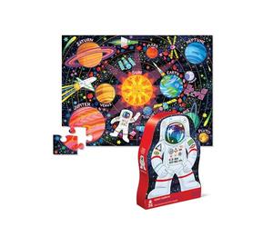 Crocodile Creek - Space Explorer - 36-Piece Jigsaw Floor Puzzle with Heavy-Duty Shaped Box for Storage, Large 20" x 27" Completed Size, Designed for Kids Ages 3 Years and up