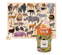 Crocodile Creek - Thirty-Six Wild Animals - 100-Piece Jigsaw Floor/Table Puzzle Comes With Canister for Storage - 14" x 19" Completed Size, Designed for Kids Ages 5 Years and up