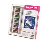 Crocodile Creek Unicorn Canvas Painting Set for Kids Ages 6 Years and Up - Acrylic Painting Kit Includes 10 Non-Toxic Acrylic Paints, 2 Paint Brushes, 1 Palette and 1 Canvas