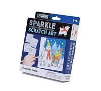 Crocodile Creek Winter Fun Sparkle Scratch Art for Kids - 16-Sheet Scratch Art Set with 10 Themed Sheets, 5 Blank Sheets, Stencil, and Stylus - Thoughtful Stocking Stuffers, Art Supplies for Kids