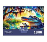 Crocodile DIY Jigsaw Puzzle, Swamp Crocodile Eco-Friendly Paper, Fun & Challenging Family Game, Beautiful Decoration Puzzle, Great Gift Idea 52x38cm/1000pcs