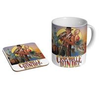 Crocodile Dundee Paul Hogan - Ceramic Coffee Mug + Coaster Gift Set - Classic Australian Adventure of Outback Humour and Nostalgic Cinema