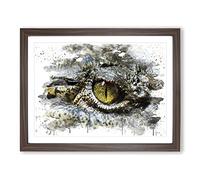Crocodile Eye No.1 V3 Modern Framed Wall Art Print, Ready to Hang Picture for Living Room Bedroom Home Office Décor, Walnut A3 (46 x 34 cm)