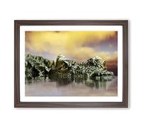 Crocodile Eye No.2 Modern Framed Wall Art Print, Ready to Hang Picture for Living Room Bedroom Home Office Décor, Walnut A4 (34 x 25 cm)