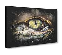 Crocodile Eye Paint Splash Modern Art Canvas Wall Art Print Ready to Hang, Framed Picture for Living Room Bedroom Home Office Décor, 30x20 Inch (76x50 cm)