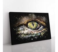 Crocodile Eye Paint Splash Modern Art Canvas Wall Art Print Ready to Hang, Framed Picture for Living Room Bedroom Home Office Décor, 60x40 cm (24x16 Inch)