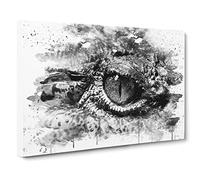 Crocodile Eye Vol.1 V4 Modern Canvas Wall Art Print Ready to Hang, Framed Picture for Living Room Bedroom Home Office Décor, 20x14 Inch (50x35 cm)